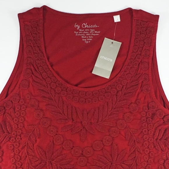 Chico's Tops - NWT Chicos Small Womens Embroidered Tank Top Red